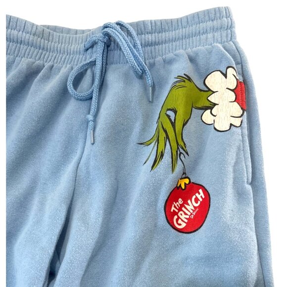 Dr. Seuss The Grinch Blue Fleece Jogger Pants XS With Drawstring Waist & Elastic - Picture 2 of 5